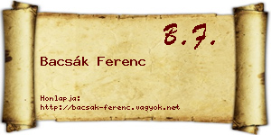 Bacsák Ferenc névjegykártya